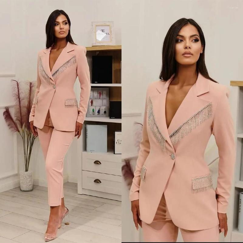 

Women's Two Piece Pants Stage Pantsuits Birthday Prom Party Dress Women Pant Sets Pink Blazer Jacket Trousers Designer Luxury Costume Homme