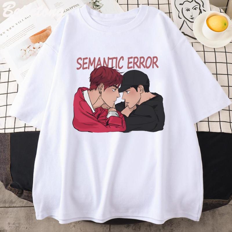 

Women's T Shirts Semantic Error Shirt Cotton Korean Tops 2023 Summer Manga Women Tshirt Unisex O-neck Couples Tees Casual Printed Harajuku, White