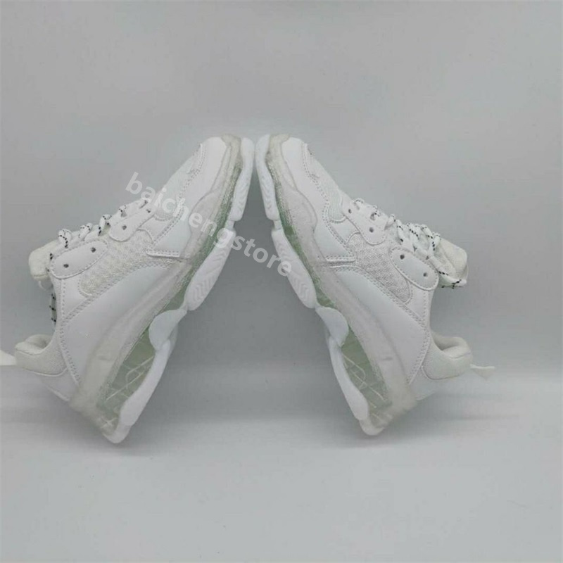 

17FW Pairs Clear Sole Triple S Sneakers Men Women Casual Shoes Fashion Crystal Bottom Sneaker Designer Trainers Old Dad Shoe White Black Green Pink Yellow Rainbow B0, Color 1