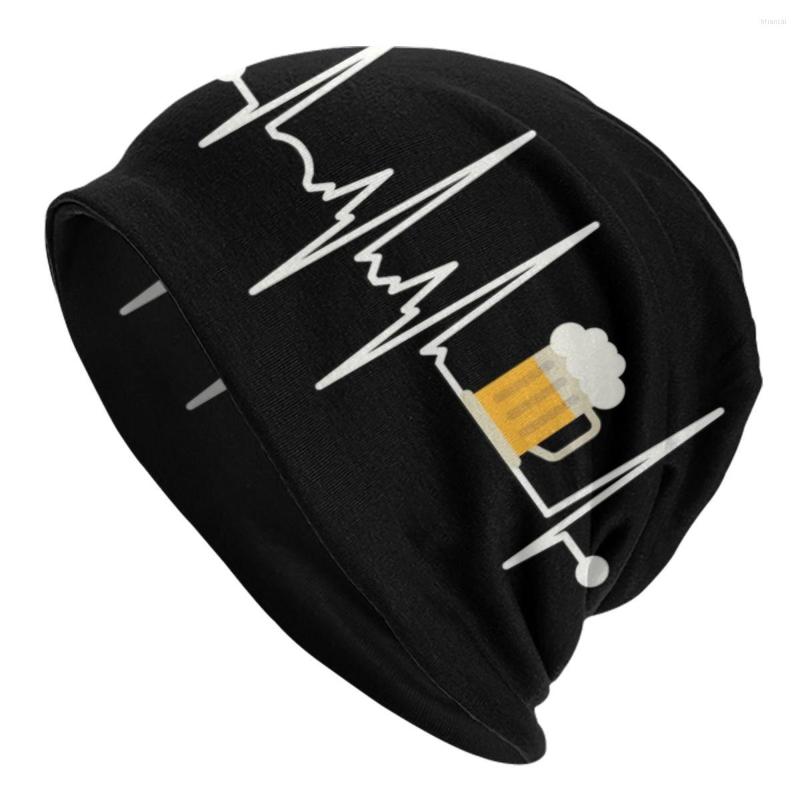 

Berets Beer Heartbeat Skullies Beanies Caps Fashion Winter Warm Women Men Knitting Hat Adult Unisex Alcohol Lover Bonnet Hats