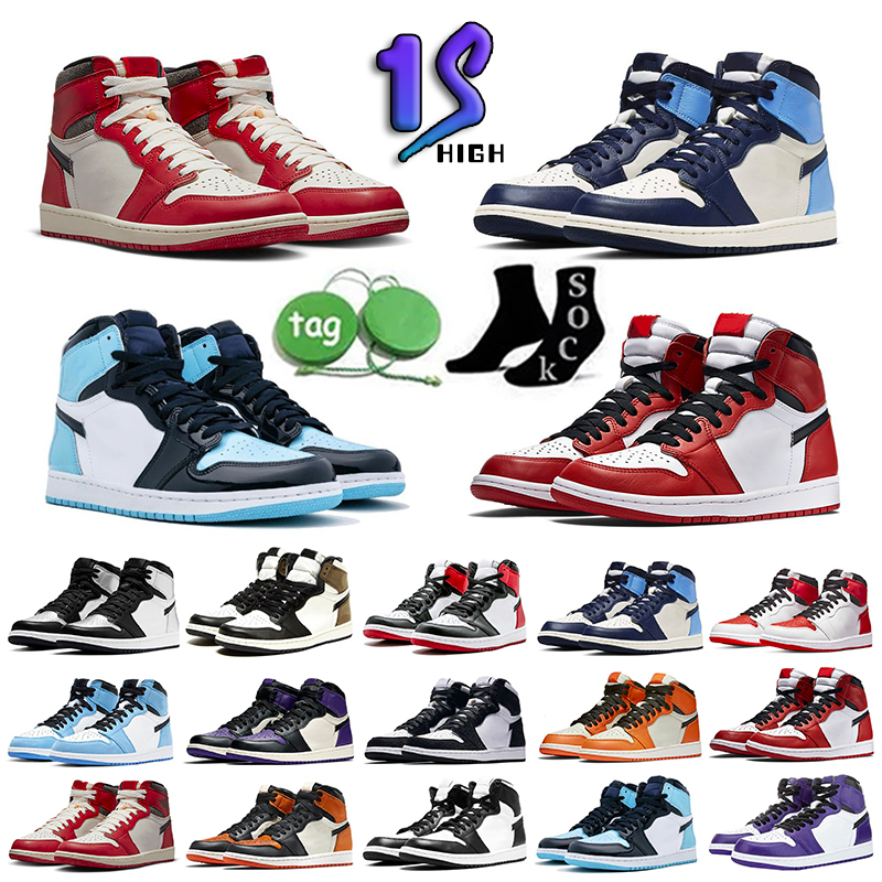 OG Black White 1 Chaussures de basket-ball hautes perdues et trouvés 1s Top Jumpman und Bred Patent Ts x Black Phantom Twist Men Women Trainers S
