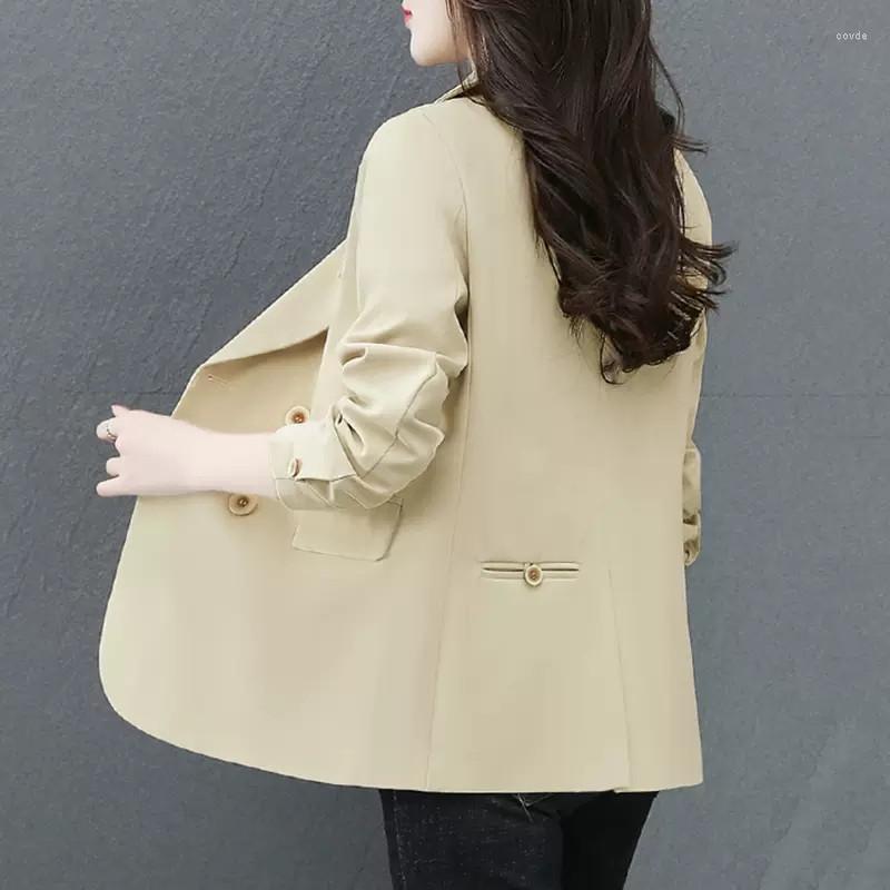

Women' Suits Double Breasted Solid Color Suit Jacket Women Spring Autumn 2023 Fashion Slim Mom Short Blazer Ladies Casual Outerwear G2460, Beige