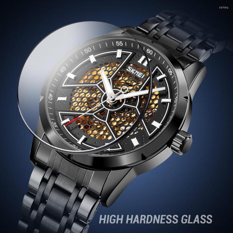 

Wristwatches SKMEI 9225 Stainless Steel Men Mechanical Wristwatch Fashion Creativity Dial Skeleton Male Watch Top Brand Automatic Watches, Blue