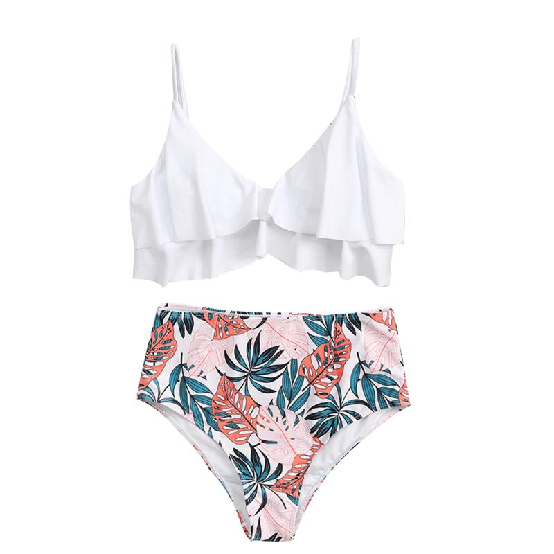 

Women' Swimwear Sexy Women Casual Two-piece Set White V-neck Solid Color Bikini Tops And Shorts 2023 Summer Beach