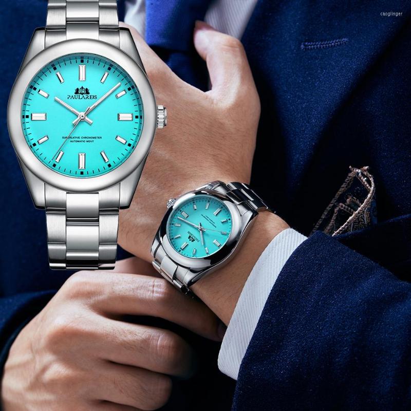 

Wristwatches Drop 2023 Selling Products Mechanical Men Business Automatic Wristwatch Stainless Steel Luminous Clock Sports Watch, Green