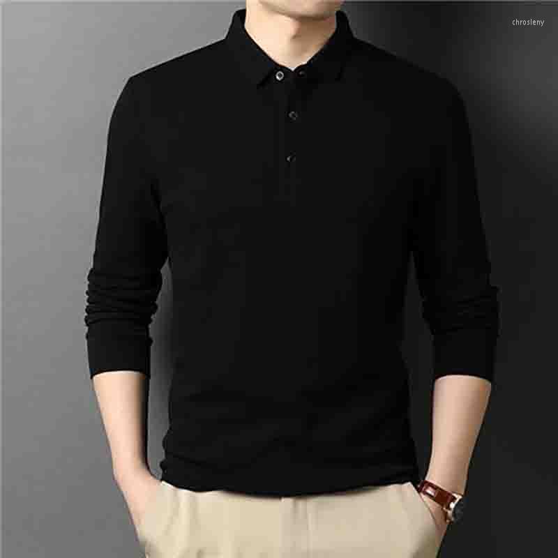 

Men's T Shirts Cotton Long Sleeve Men Polo Fashion Business Casual Harajuku All-match 2xl Oversized Pullover Punk Black Interview Tops