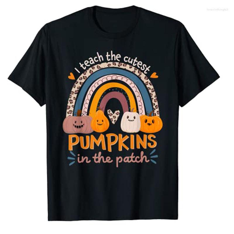 

Women' T Shirts Rainbow I Teach The Cutest Pumpkins In Patch Fall Season T-Shirt Graphic Tee For Women, Black