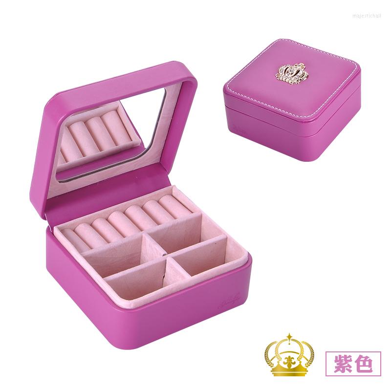 

Jewelry Pouches B Fashion Cosmetic Leather Box Necklace Ring Storage Case Organizer Display For Traveling