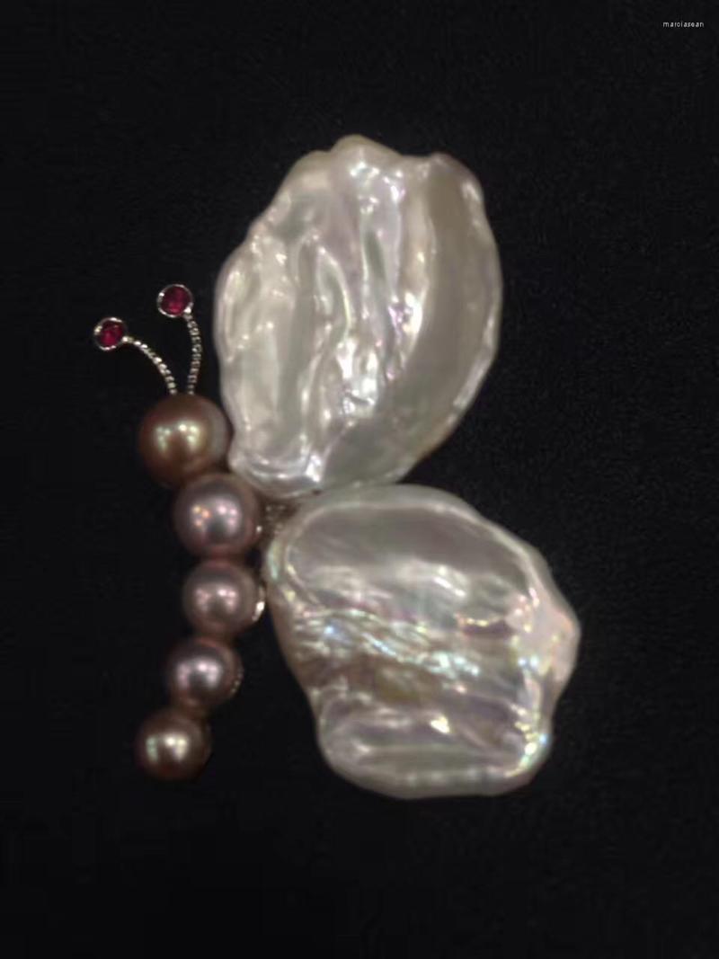 

Brooches Natural Fresh Water Pearl Butterfly Brooch Pins Irregular Fashion Women Jewelry Insect