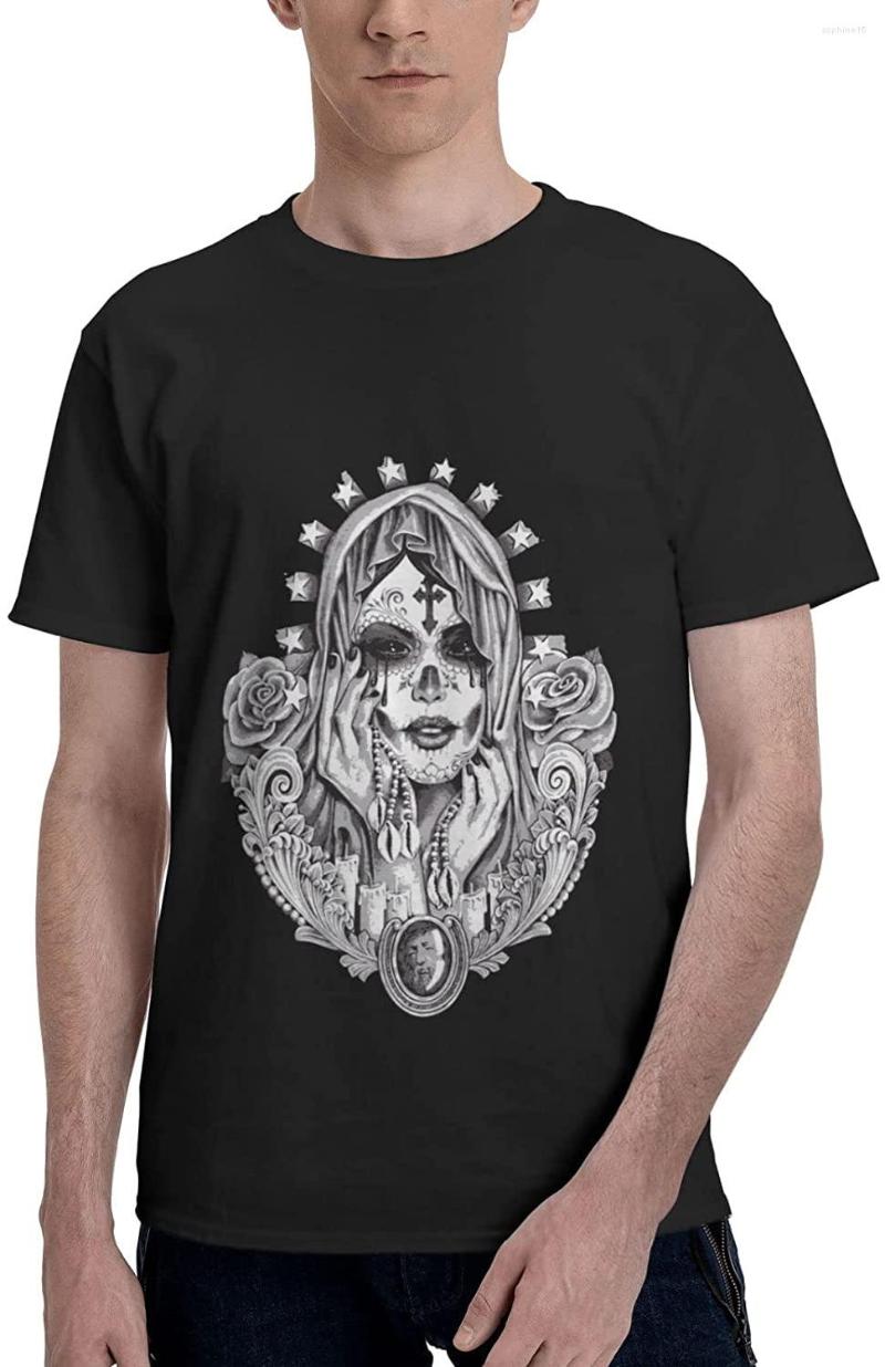 

Men' T Shirts Santa Muerte White Man' Crew T-Shirts T-Shirt, Black