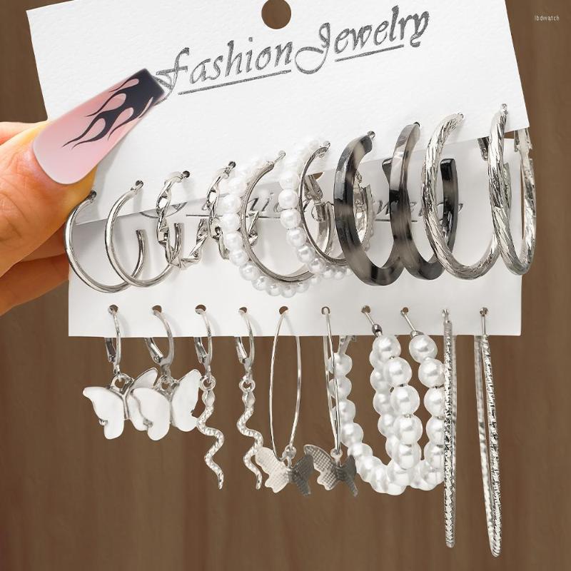 

Dangle Earrings UMKA Pearl Butterfly Resin Clip Hoop Acrylic For Women Twist Hollow Jewerly Girls Trendy Accessories