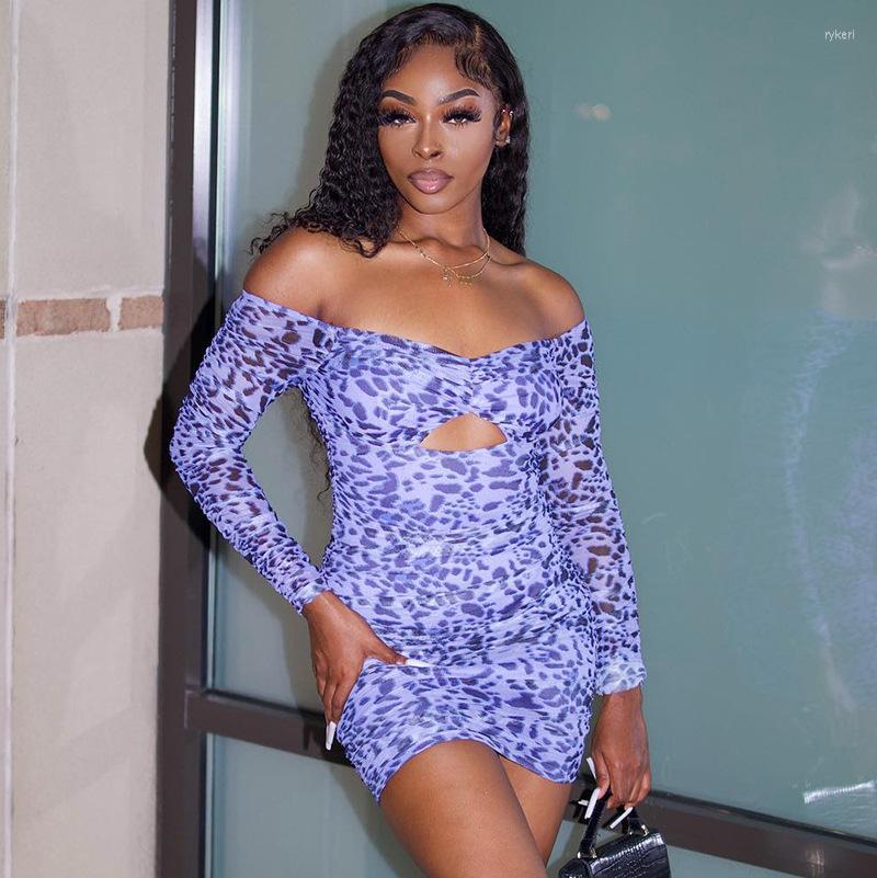 

Casual Dresses Off Shoulder Long Sleeves Print Cut Out Sexy Bodycon Mini Prom Dress Women Elegant Clothes Streetwear Party 2023 Autumn, Purple
