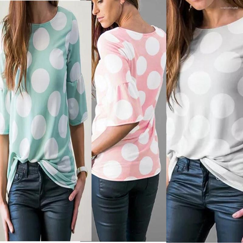 

Women's T Shirts Women Polka-Dot Bell Sleeve Flare T-Shirt Tops Blouse, Grey
