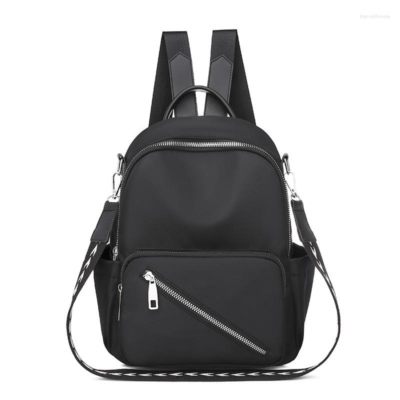 

School Bags Women Backpack Fashion Travel Bag College Schoolbag Solid Color Single Shoulder For Teenager Girls Handbag Mochila Mujer, Black