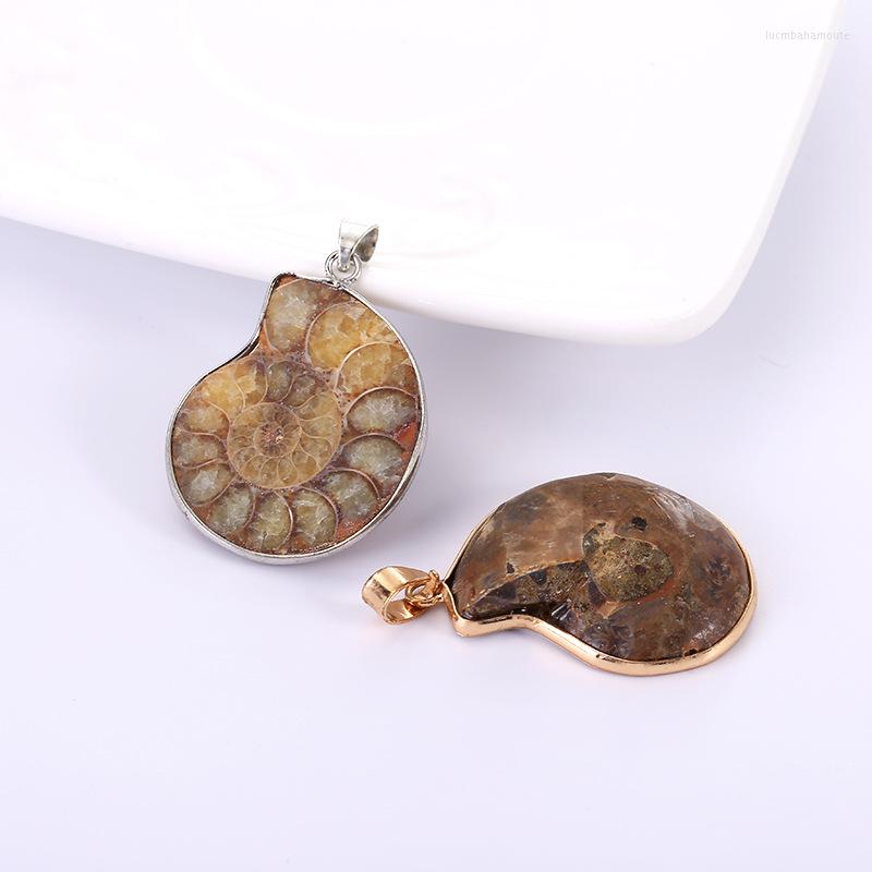

Pendant Necklaces Natural Stones Necklace Silvertone Ammonite Seashell Snail Ocean Reliquiae Conch Animal Statement Women Men Jewellery