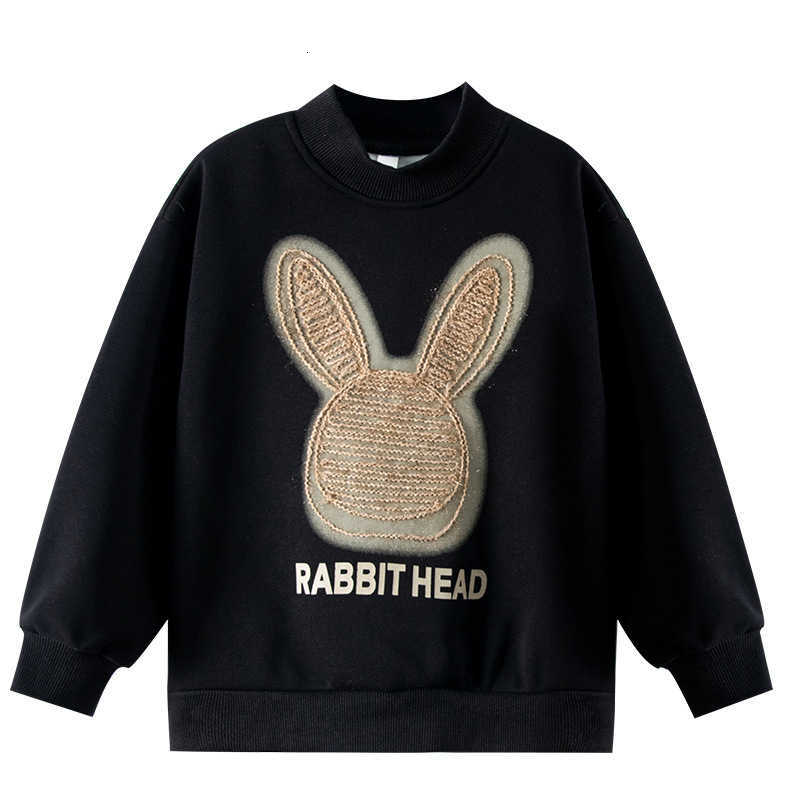 

Clothing Sets Rabbit Embroidery Chil1en's Spring Clothes Sweater Spring 2023 New Middle and Large Chil1en's Spring and Autumn Clothes Top Boy's Clothes, Black