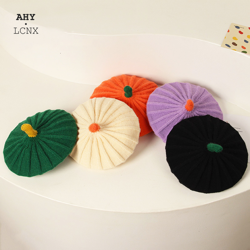

Caps Hats Children Pumpkin Beret Hat Autumn Winter Fashion Baby Outdoor Modeling Street Infants Hats Knitted Knit Cap 230213, Yellow