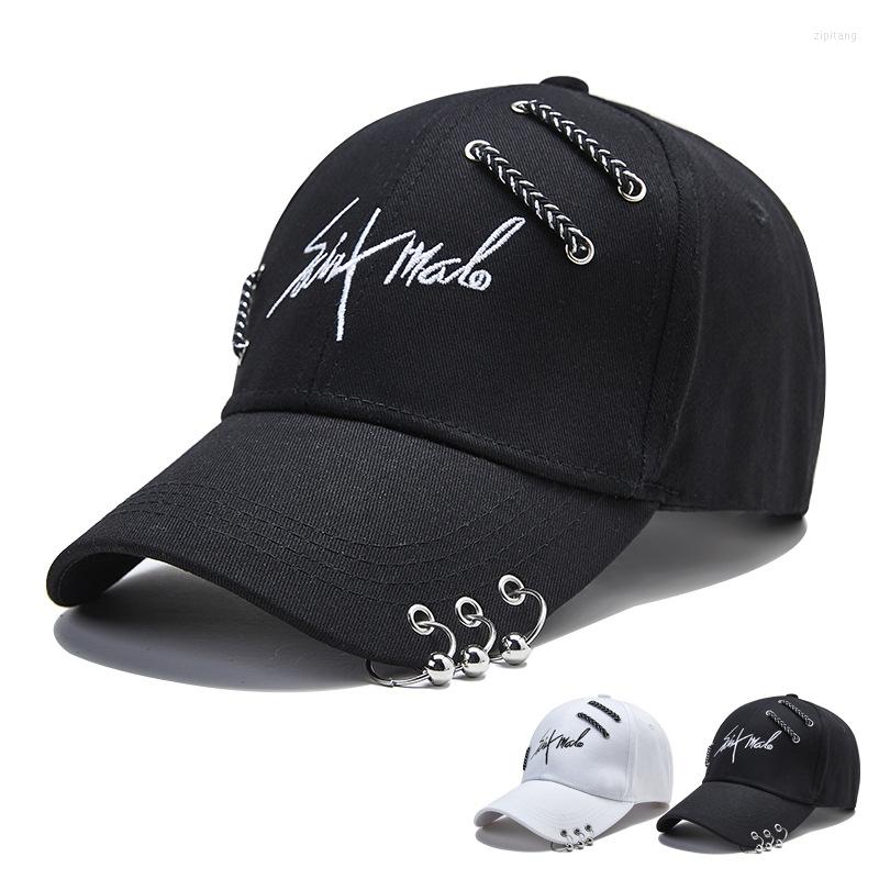 

Ball Caps Fashion-conscious Hip-hop Hats Creative Perforated Metal Ring Black/White Unisex Sun Outdoor Hip Hop