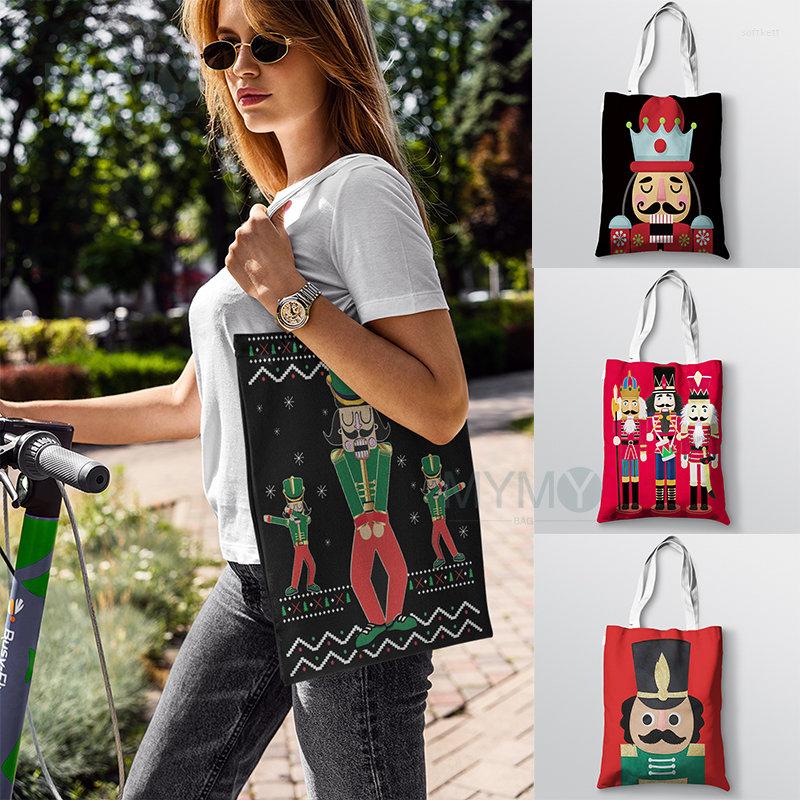 

Evening Bags Nutcracker Shoulder Cartoon Women Shopper Tote Canvas Trendy Aesthetic Child School Book Handbag Eco Reusable High Capacity, Random style