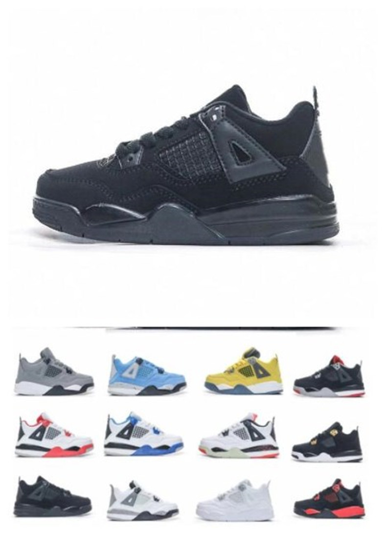 

Kids designer Running shoes Jumpman 4 4s Basketball Shoes Retro jorden4s Toddler Low Sneaker boys girls trainers Runner Shoe Fire Red Thunder sneakers size 6C-5Y 22-37