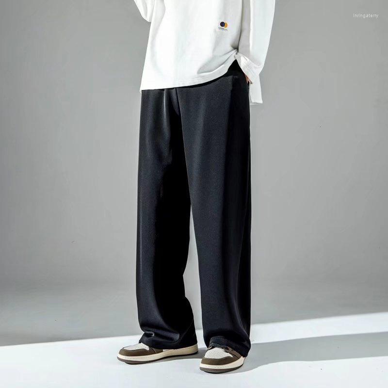 

Men's Pants 2023 Men's Trousers Spring Summer Light Thin Solid Color Ice Silk Loose Straight Mens Women Casual Comfortable, Blue