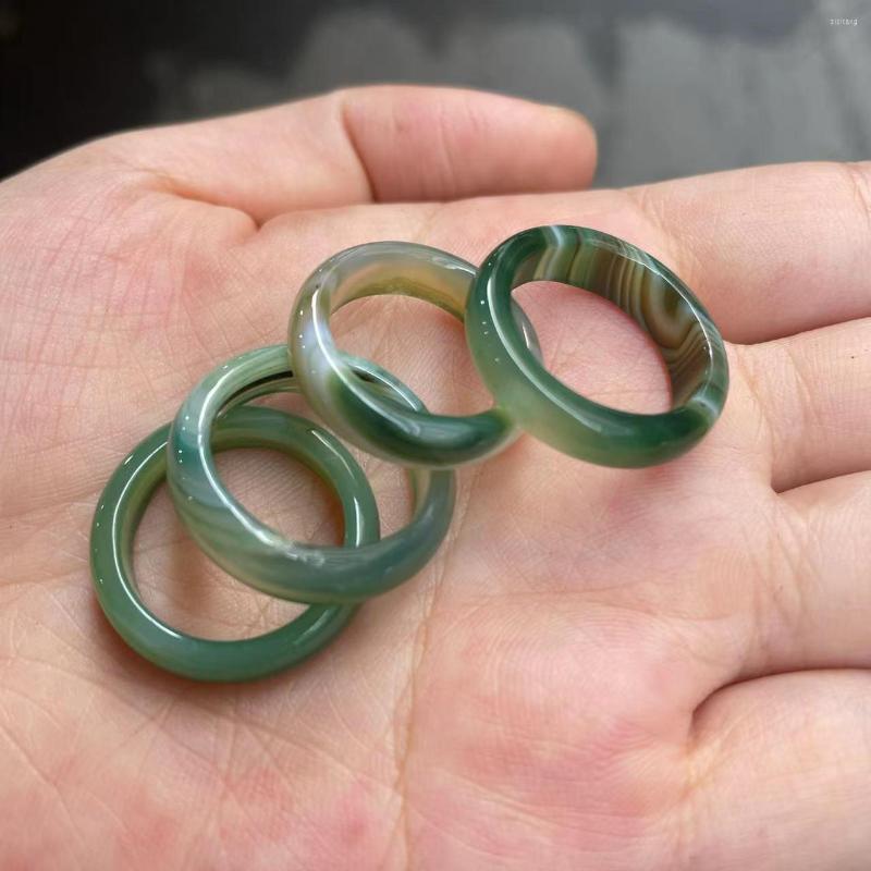 

Cluster Rings Natural Real Green Jade Ring Handmade Sculpture Spanner Simple Men Party Wedding Jewelry For Man Gift