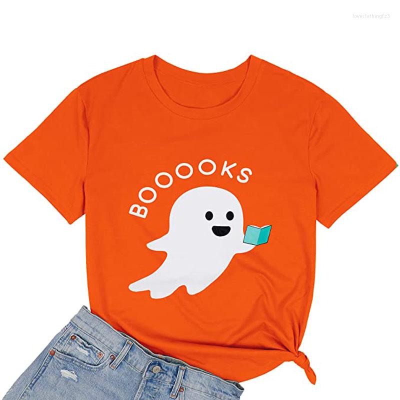 

Women's T Shirts Halloween BOOOOKS Shirt Women Reading Books Graphic Funny Bookworm Gift Tee Top Goth Woman Aesthetic Clothes, Navy blue