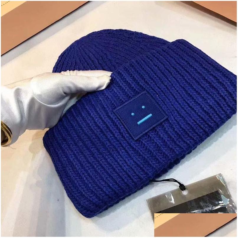 

Party Hats Studios Smiling Face Beanie Skl Caps Knitted Cashmere Eye Warm Couple Lovers Ac Hat Tide Street Hiphop Wool Cap Adt Drop Dhwkh