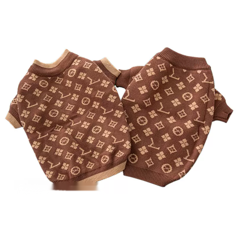 

Dog Apparel Warm Dog Sweater Brands with Classic Jacquard Letter Pattern Designer Pet Clothes for Small Medium Dogs Cat Sweaters Lightweight Pets Clothing Coat S 358, Mix color