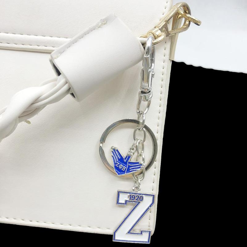 

Keychains Handmade Greek Sorority ZPB Girl 1920 Handsigh Bird Of Peace Key Rings Jewelry Bag Accessories