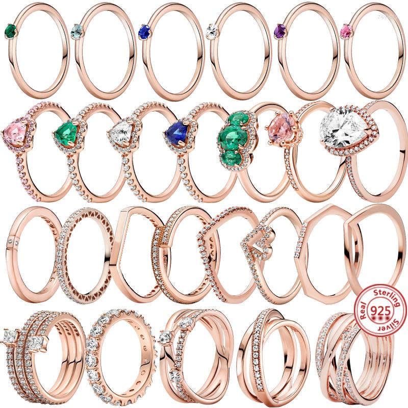 

Cluster Rings 2023 925 Silver Three Ring Spiral Sparkling Row Of Zirconia Eternity For Women Engagement Jewelry Anniversary