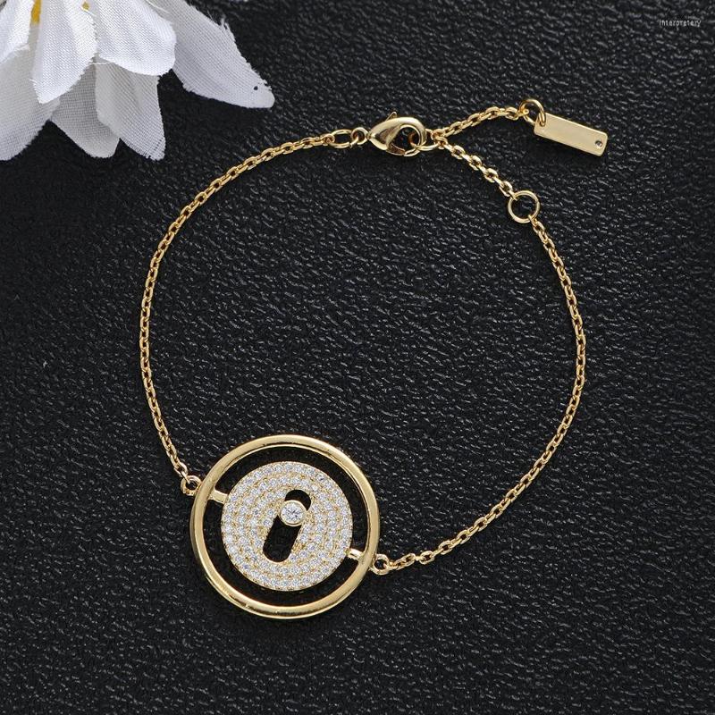 

Bangle HIBRIDE Fashion Luxury Cubic Zirconia Women Big Round Bracelet Hand Back Chain Adjustable B-173