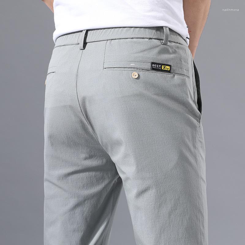 

Men's Pants Thin Korea Style Casual Mens Leisure Slim Fit Elastic Waist Trousers For Men Clothing 2023 Summer Black Pant, 9118 light gray
