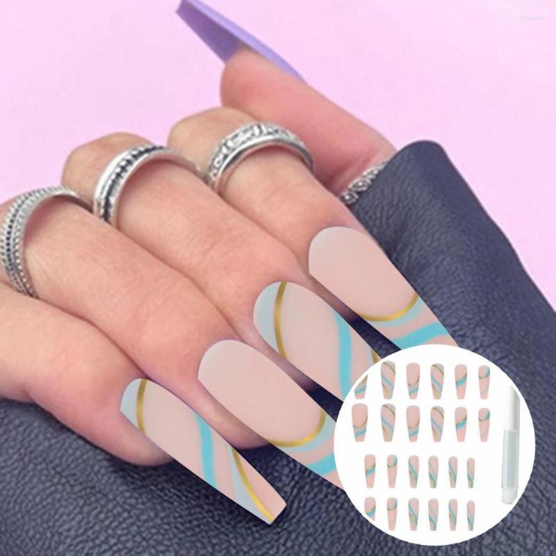 

False Nails 1 Set Nail Tips Stunning Press On Fingernails Smooth Long-Lasting Fake, Multicolor