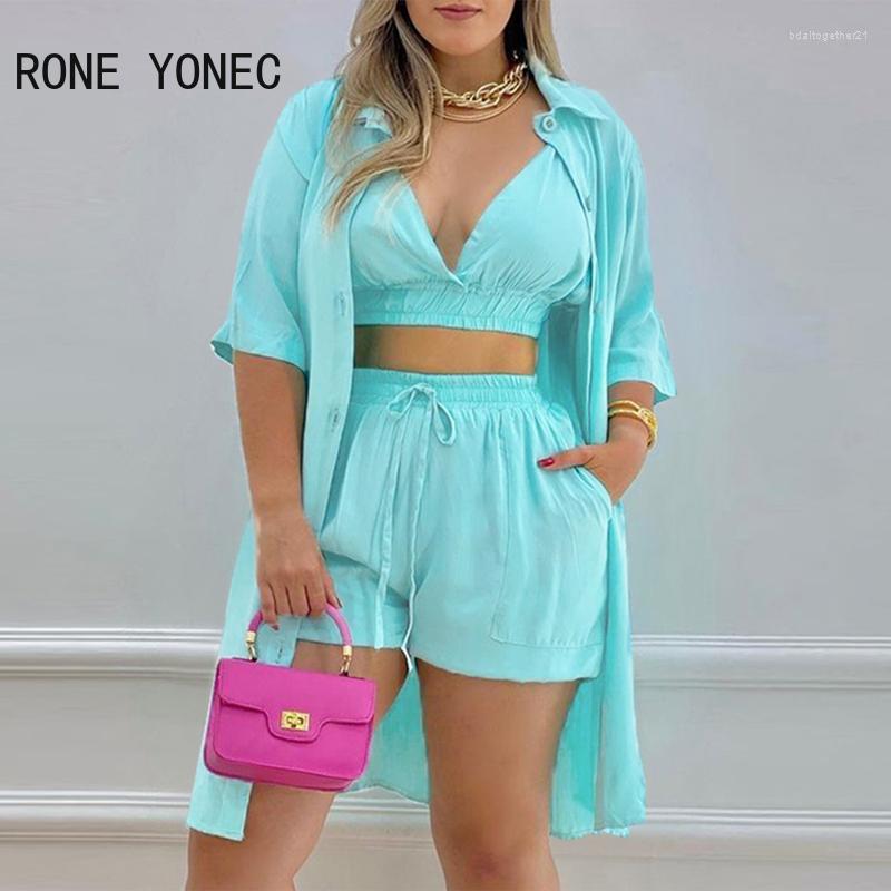 

Work Dresses Women Elegant Solid Turn Down Collar Crop Lace Up Elastci Waist Long Sleeves Button Pocket Design Short Set, Sky blue