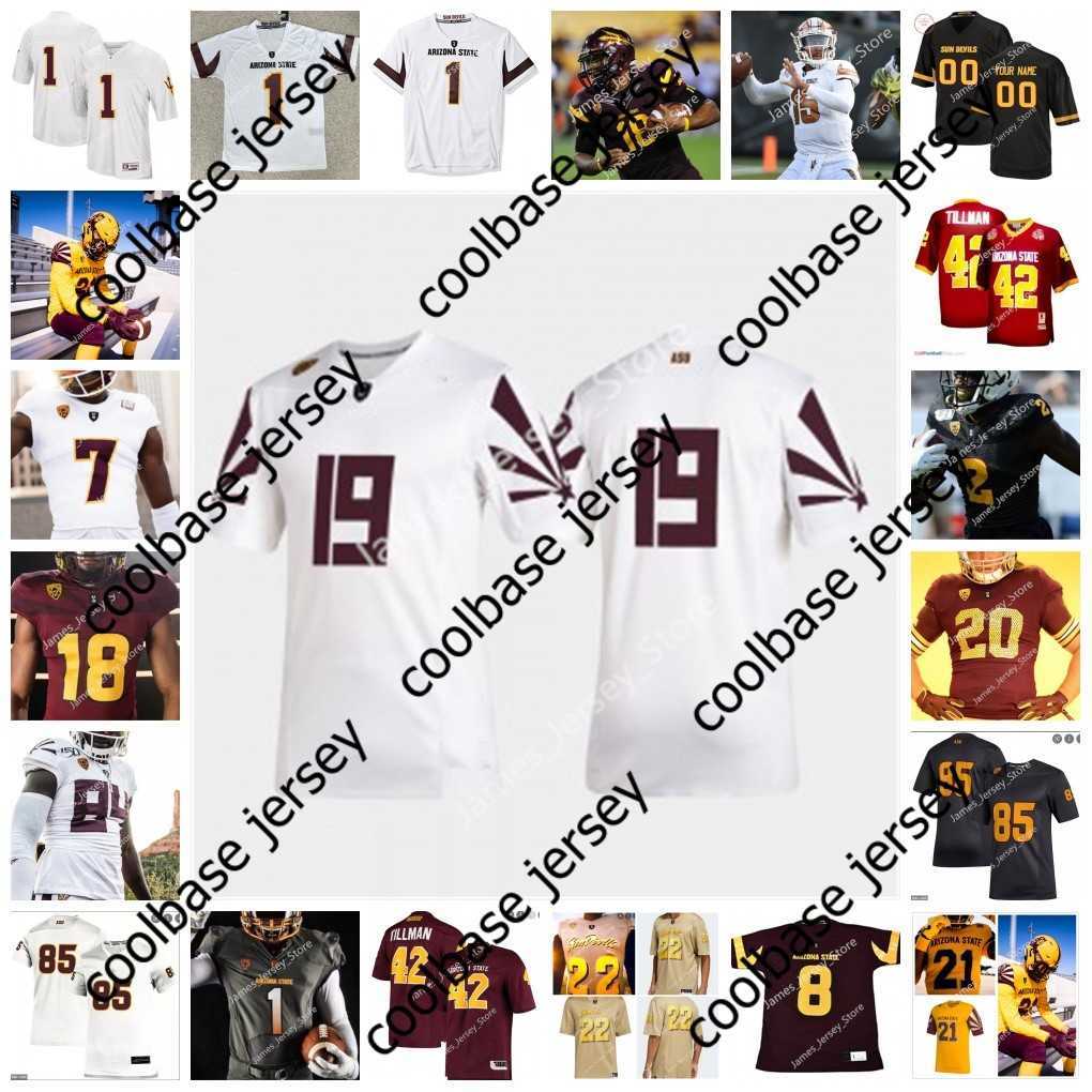 

NCAA Custom ASU Arizona State Sun Devils Football Jersey 49 Travez Moore 7 Cam Johnson 9 Paul Tyson 55 Omarr Norman-Lott 12 Kejuan Markham, 16