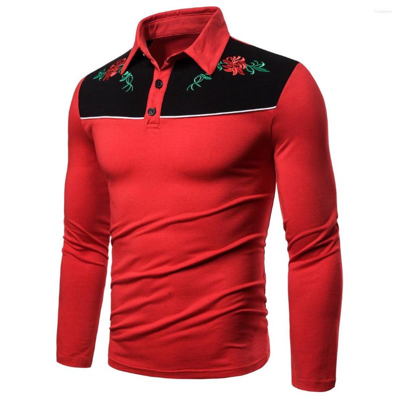 

Men' Polos 2023 Embroidered Design Autumn Polo Shirts Men Cotton Long Sleeve Breathable Brand Para Hombre Clothes, Men polo black
