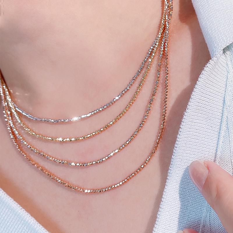 

Chains AU750 Gold 18K Yellow Necklace Chain Women Beads Link 5g