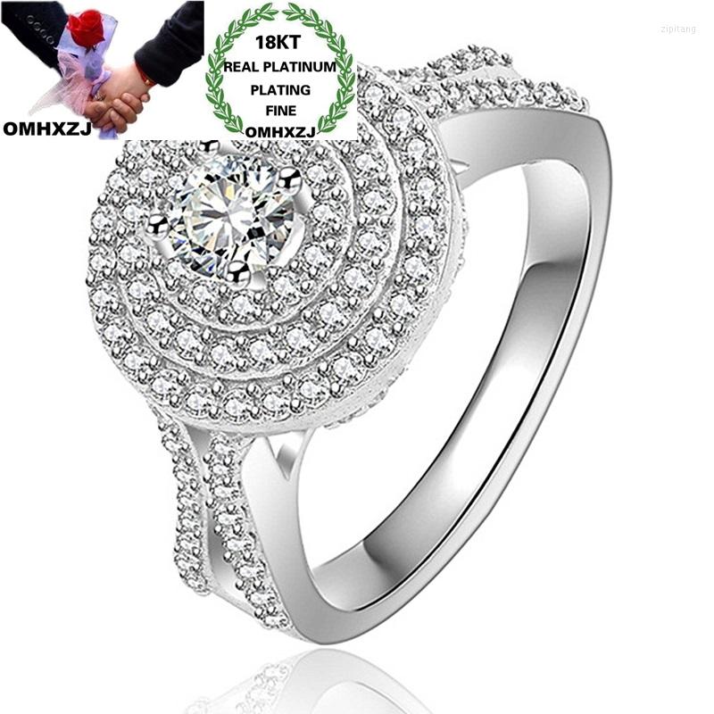 

Cluster Rings OMHXZJ RR1063 Wholesale European Fashion Woman Girl Party Birthday Wedding Gift Luxury Round Zircon 18KT White Gold Ring