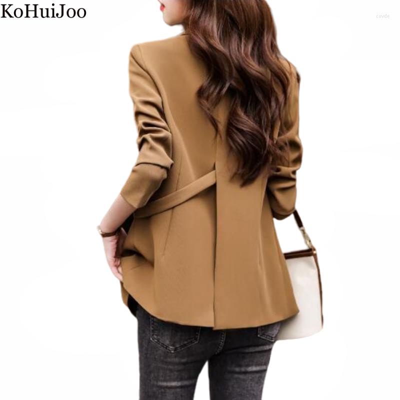 

Women' Suits Kohuijoo Blue Blazer Woman Korean Fashion 2023 Spring Autumn Formal Solid Color Design Top Ladies Celebrity Split Office, Black