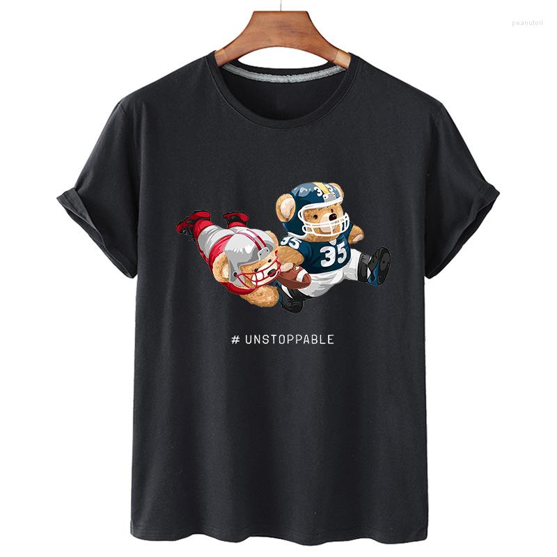 

Women's T Shirts Cotton Athlete Bear Print Shirt Short Sleeve O Neck Loose Women's 2023 Summer Plus Size For Men And Women, Grey