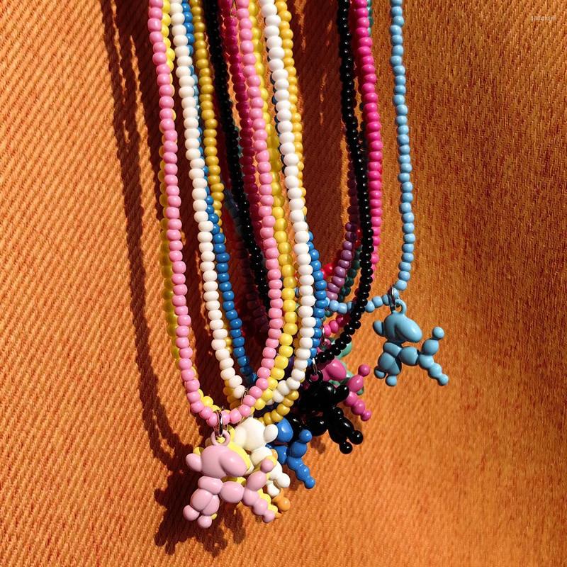 

Choker ZX Colorful Enamel Animal Puppy Dog Pendant Necklace For Girls Full Handmade Beaded Chain Wholesale Jewelry Gift