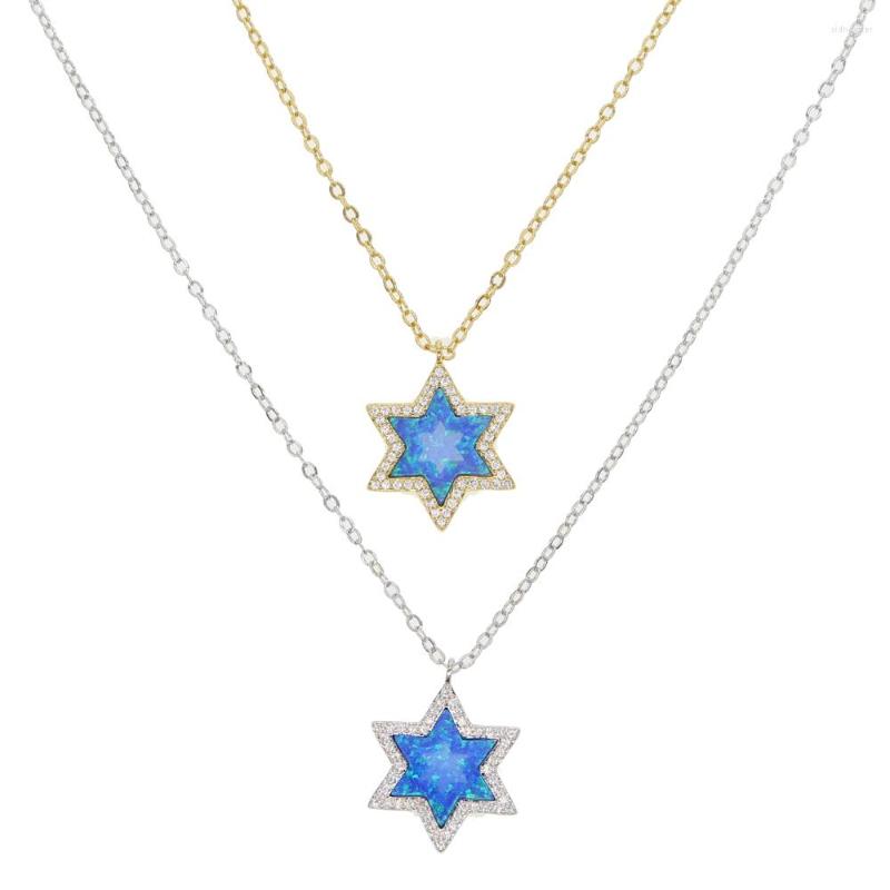 

Chains 2023 Arrival Fashion Jewelry Star Of David Opal Stones Pendant Necklace For Women Necklaces 41 5cm Chain