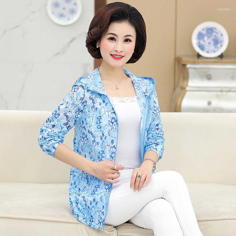 

Women's Jackets Women Plus Size 5XL Jacket Summer Sun Protection Clothing Tops Lady Outdoor Breathable Sunscreen Hooded Female Loose Thin, Style 06
