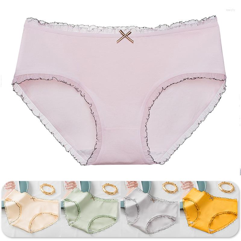 

Women's Panties Female Cotton Low-Waist Women's Solid Color Underwear Lace Underpants Comfortable Breathable Briefs For Girls