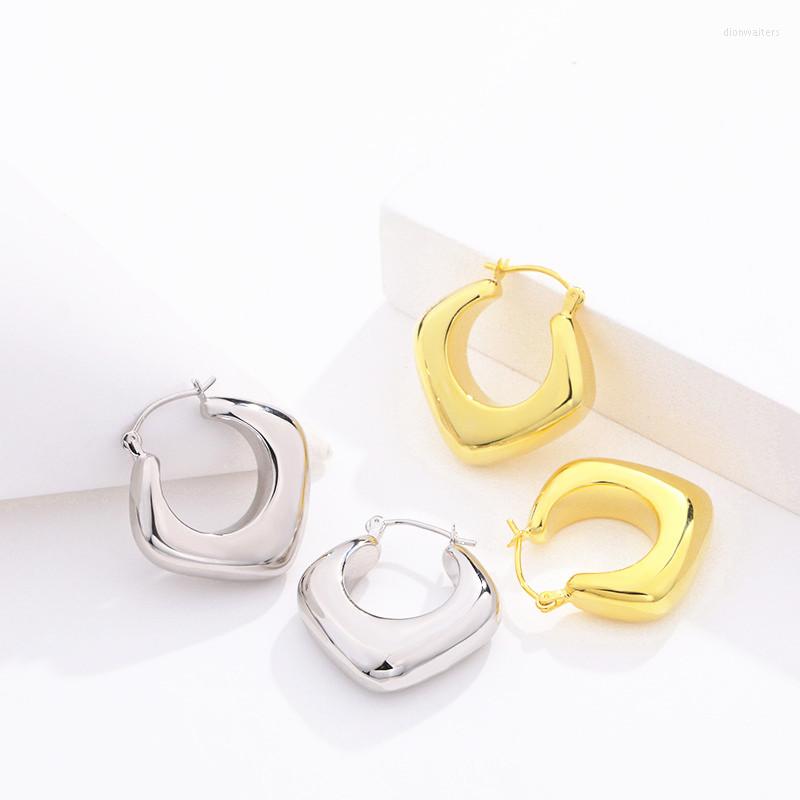 

Stud Earrings S925 Sterling Silver Original Gold Color Square Hollow Women Fashion Jewelry Couple Love Gift
