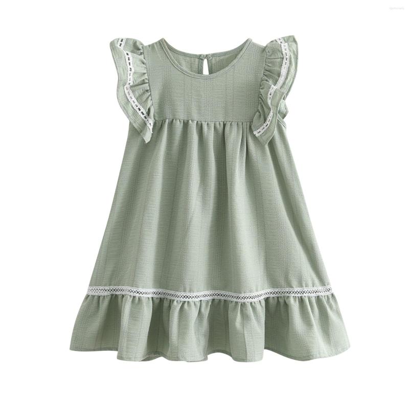 

Girl Dresses O Solid Princess 2-7 Ruffled Party Kids Baby Toddler Casual Girls Neck Summer Smocked Dress 4t, Green