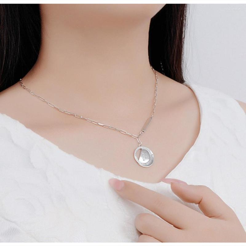 

Chains S925 Sterling Silver Ladies Good Luck Necklace Women Fashion Simple Thai Holiday Gift