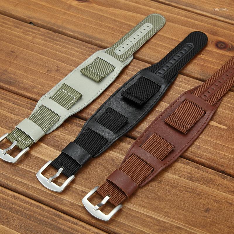 

Watch Bands Replacement Nylon Band Watchband PU Leather Strap 18mm 20mm 22mm 24mm Men Woman Bracelet Accessories With Pins