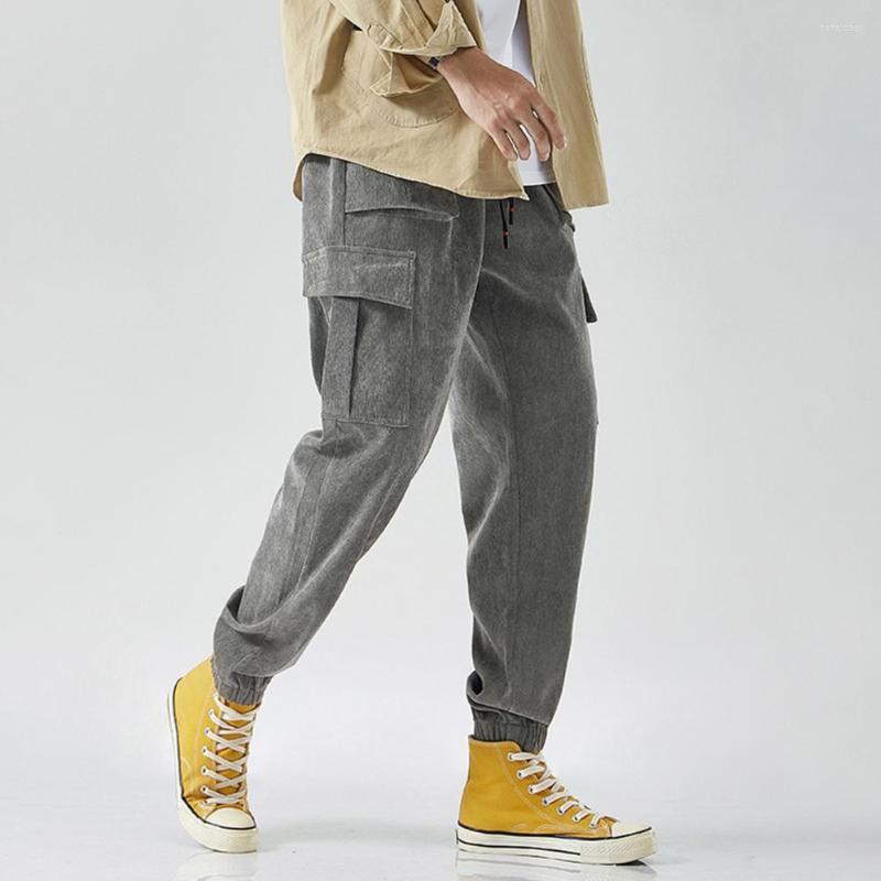 

Men's Pants Warm Ankle-banded Mid Waist Men For Daily Wear Cargo, Black